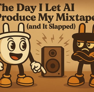 Plugsy and Smugsy stand beside a speaker in a retro café setting. Plugsy excitedly points at the spe