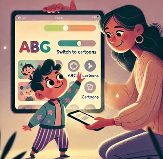 a child enjoys learning with video auto-switching