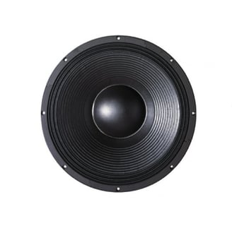 a speaker with a black speaker in front of a white background
