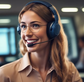 consultante juridique répondant aux appels et parlant au micro de son casque, connaistesdroits.fr