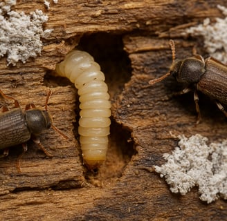 termites et larve de termite