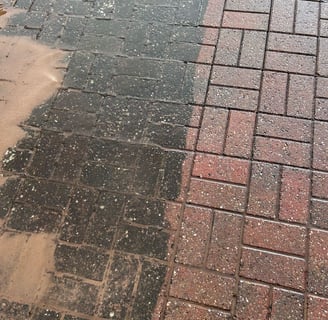 before and after block paving has been pressure washed