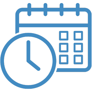 an outline of a blue calendar icon