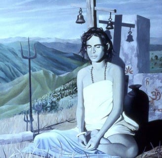 Babaji medita sul Monte Kailash, dipinto di Paolo Polli