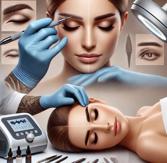 Imagen por IA de una mujer recibiendo un tratamiento de cejas