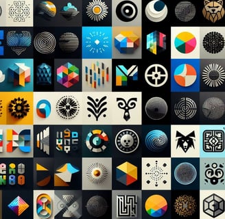a collection of logos and icons for a brand