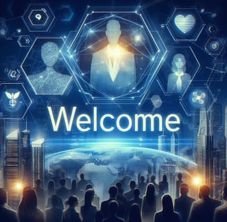 a business man in a suit and tie dye on a welcome sign