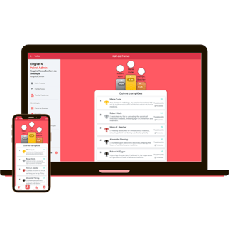 a laptop and a phone are shown with screen of Eligible 4 app hall of fame view page