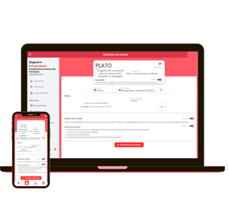 a laptop and a phone are shown with screen of Eligible 4 app  trial detail and referral view page