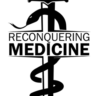 Reconquering Medicine Logo, a sword and a snake around it