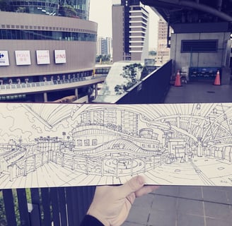 Taiwan Urban Sketch by artist Evgeny Bondarenko