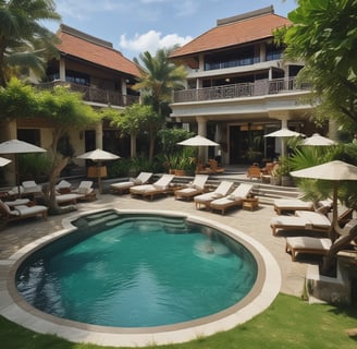 an aerial view of a resort by the ocean