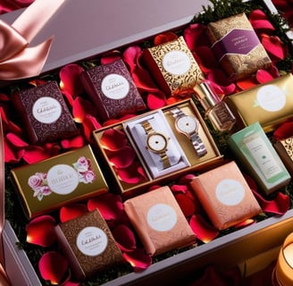 a box of chocolates with a teddy bear and a teddy bear