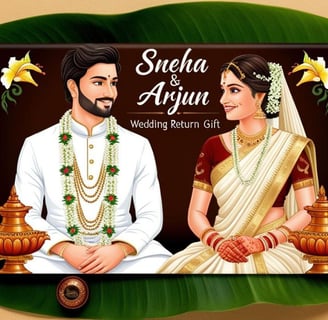 a couple in traditional indian wedding attire with a floral arrangement of flowers