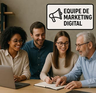 Equipe de marketing explicando o tráfego pago