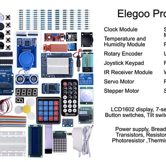 Contents of the Elegoo Arduino project starter kit