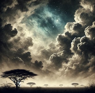 An image of a dark sky to signal a shadow sky beneath cluds that hide deities and the knowledge of t