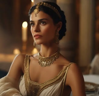 A Woman Adorned in Golden Jewellery