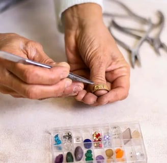 Jeweler at Work Designing a Ring