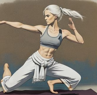 a woman doing yoga poses on a mat