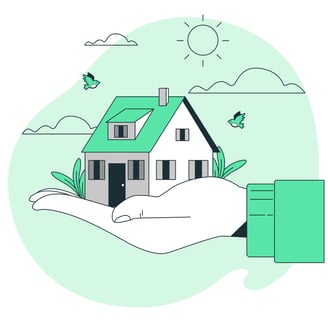 ilustração de mão segurando uma casa