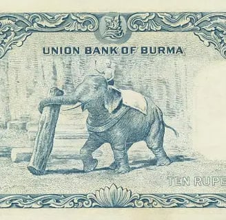 Union Bank of Burma Banknote 1952 10 Rupees