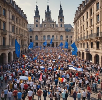 A vibrant graffiti mural with large red letters spells out 'Save Our Forests' on a white wall. The text is adorned with dripping paint, adding to the street art style. To the right, an image of a gorilla holding a spray can is partially visible. A modern walkway with a glass railing is below the mural, where two people are walking. The architecture is sleek and contemporary, featuring clean lines and a blend of glass and concrete.