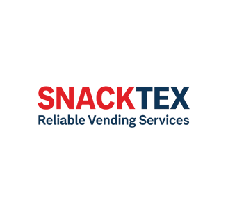 SnackTex logo with tagline 'Reliable Vending Services' — vending machine company based in Austin, Te