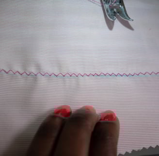 Zig zag stitch on pink fabric