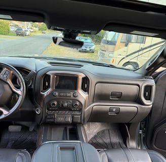 top view of truck front seat