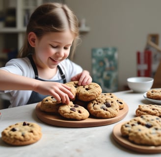 A batch of freshly baked cookies is cooling on a metal rack, sprinkled with a generous dusting of powdered sugar. The cookies have a rich, dark color, suggesting they might be chocolate-flavored or similar.