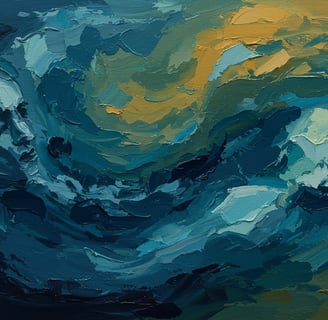 una pintura abstracta al óleo del rostro de un hombre