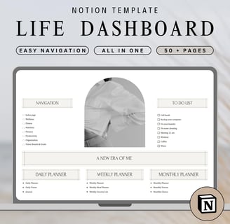 Notion planner 2025-2026, Notion template, dashbord