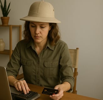 A woman planning a safari trip