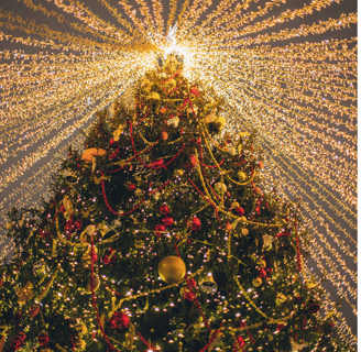 decorative Christmas tree with lights