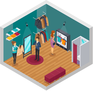 illustration représentant une boutique de vêtements