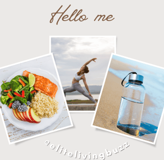 image shows 3 important components for physical health food water and exercise
