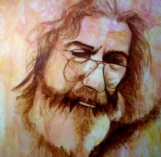 a portrait of a man with a beard and glasses