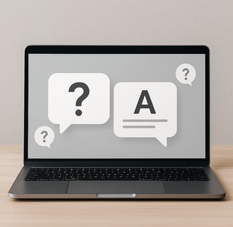 a laptop computer with question mark on it