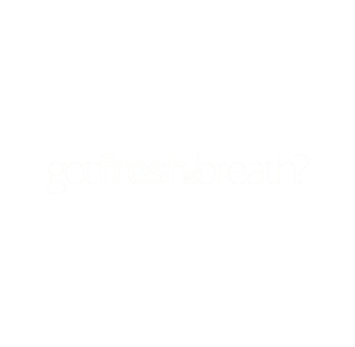Logo de la marca GotFreshBreath?® en letras blancas con fondo transparente