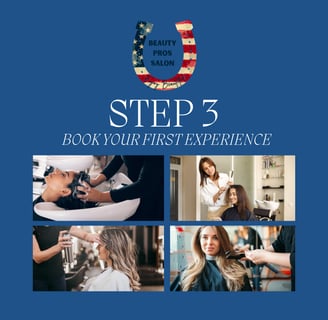step 3 book your first experience with photos of services offered.
