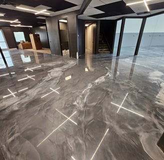 Metallic Epoxy Floor Coating in Showroom