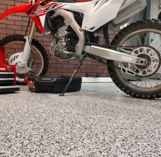 Flake Epoxy Floor in Mancave garage