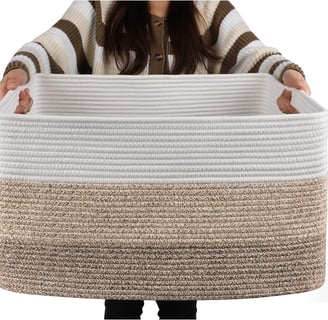 100% natural cotton laundry basket
