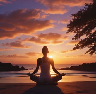 woman doing yoga meditation on brown parquet flooring