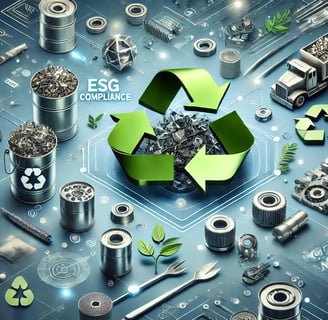 Featured image illustrating scrap metal recycling and ESG compliance, showcasing metallic materials