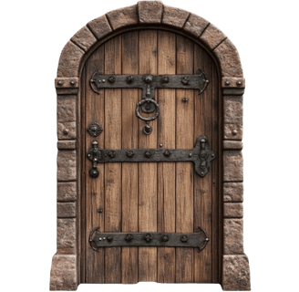 a wooden door with a metal handle and a handle