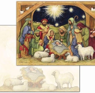 Card showing Nativity scene 