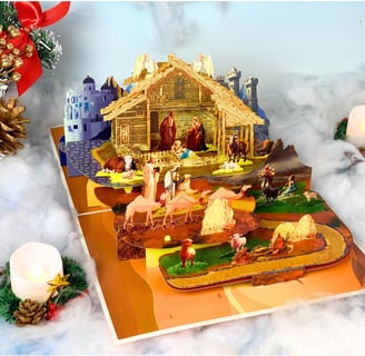 3D Nativity scene Christmas card