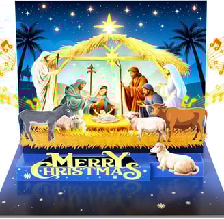 Flip up Nativity scene Christmas card